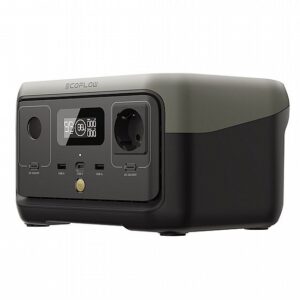 ערכת תחנת כוח ניידת ECOFLOW RIVER 2 עם פאנל סולארי 100 וואט, טכנולוגיה פוטו-וולטאית לטעינה ירוקה ותחנת אנרגיה מתחדשת.