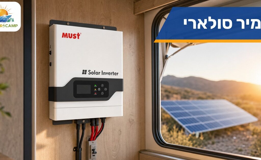 ממיר סולארי MUST 3000W מותקן על קיר בקרוואן